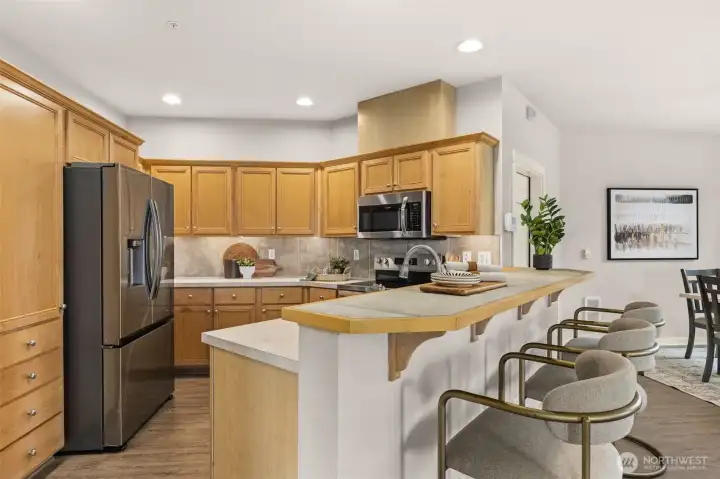 Large kitchen with generous cabinets and