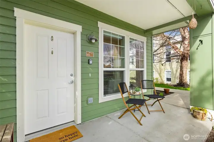 Cute front patio- perfect for sipping morning coffee and waving to your neighbors!