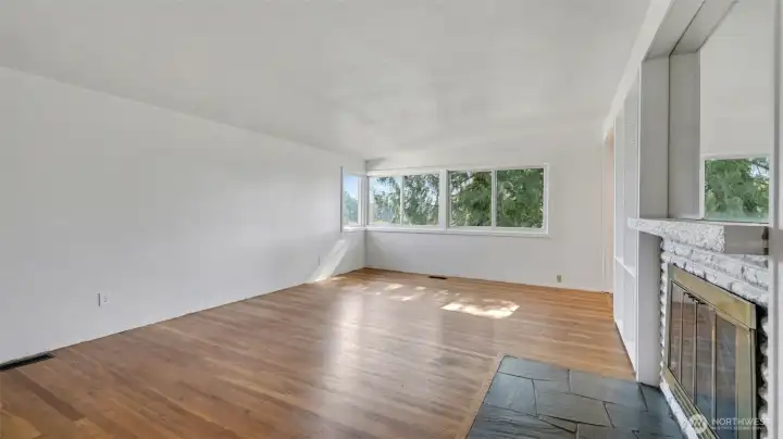 Living room with new Anderson windows