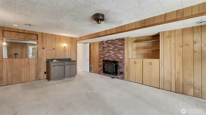 Family room with fireplace