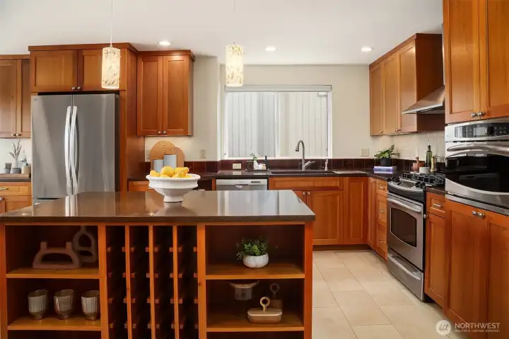 Gorgeous kitchen with updated appliances and storage for everything.