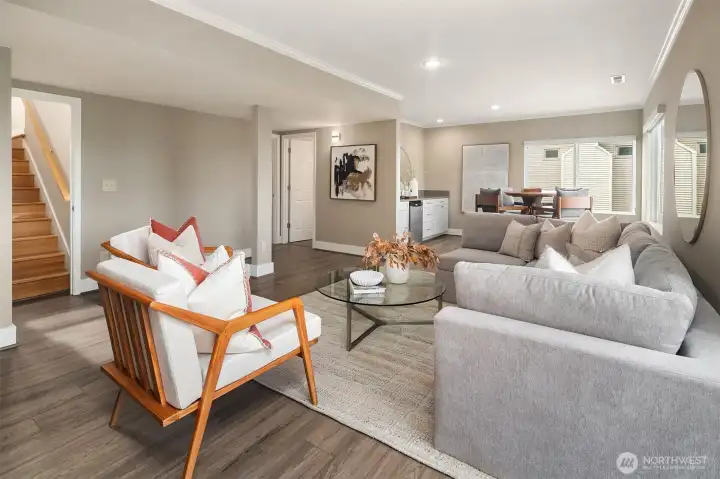 Tall ceilings in this spacious daylight lower level.