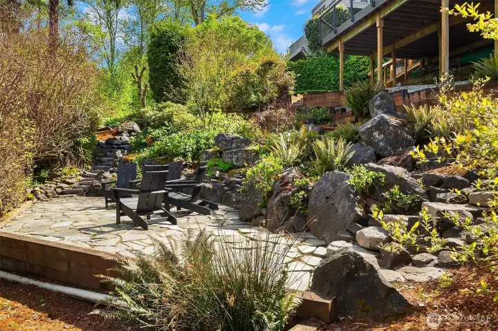 Terraced and landscaped yard