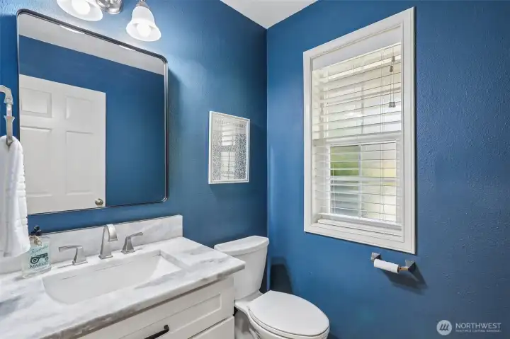 Main floor powder bathroom. Main floor powder bathroom.