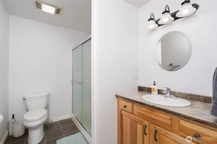 Primary bathroom with shower. Primary bathroom with shower.
