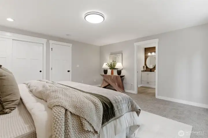 Upstairs primary with en suite bathroom