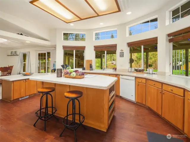 Large kitchen with views of the river