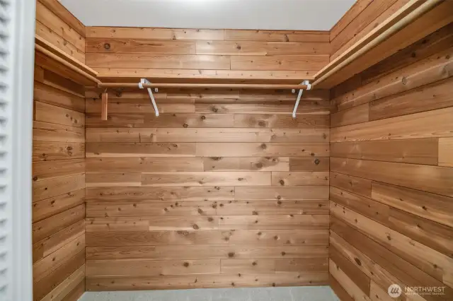 Bonus cedar lined walk-in closet in primary bedroom