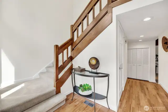 Bright, open & high-ceilinged entry for greeting your guests