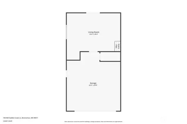 Living Room & Garage Lower Level Floorplan