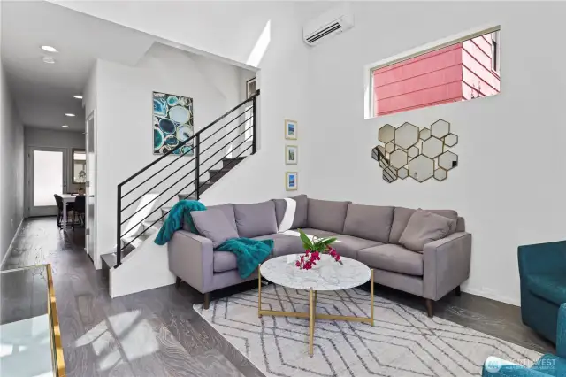 Beautiful, vaulted ceiling, entry/living room as you come in your front door - did you catch the mini-split for A/C??