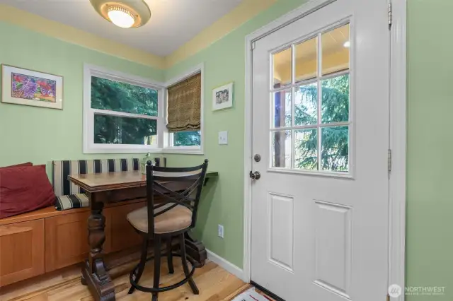 Dining nook and back entrance.