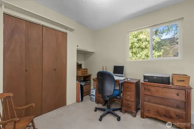 Bedroom in ADU currently used as and office.