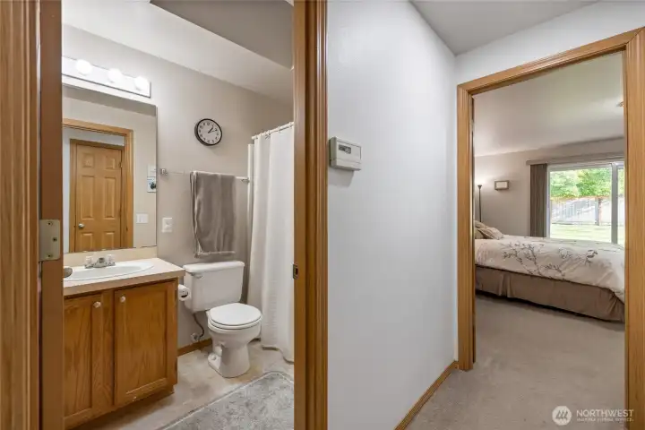 Just down the hall from the inviting primary bedroom.