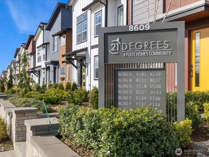 21 Degrees Townhomes, built by Pulte Homes