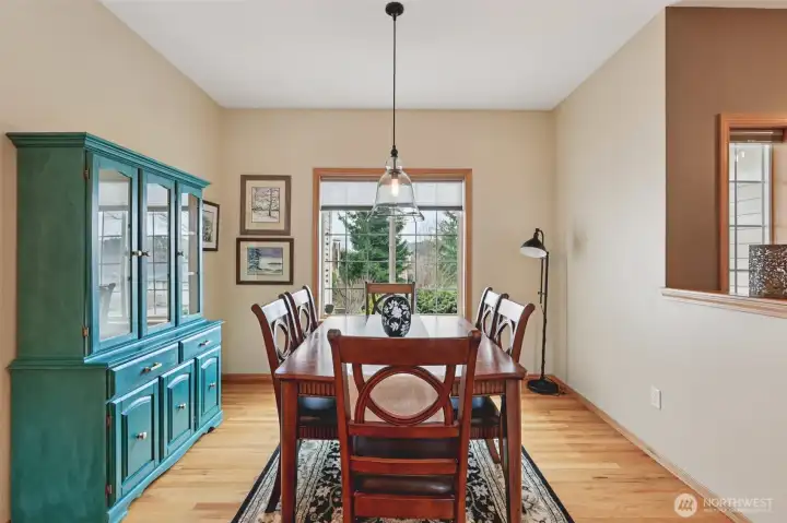 Formal dining room ideal for hosting dinners and celebrations.