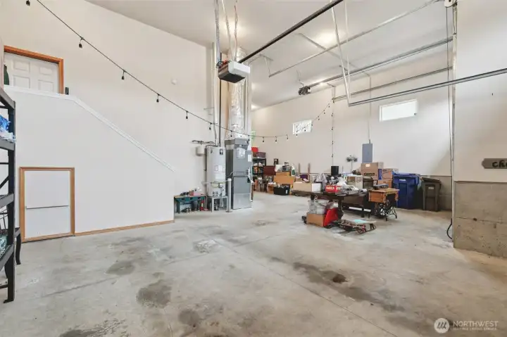 Oversized RV garage bay with high ceilings.