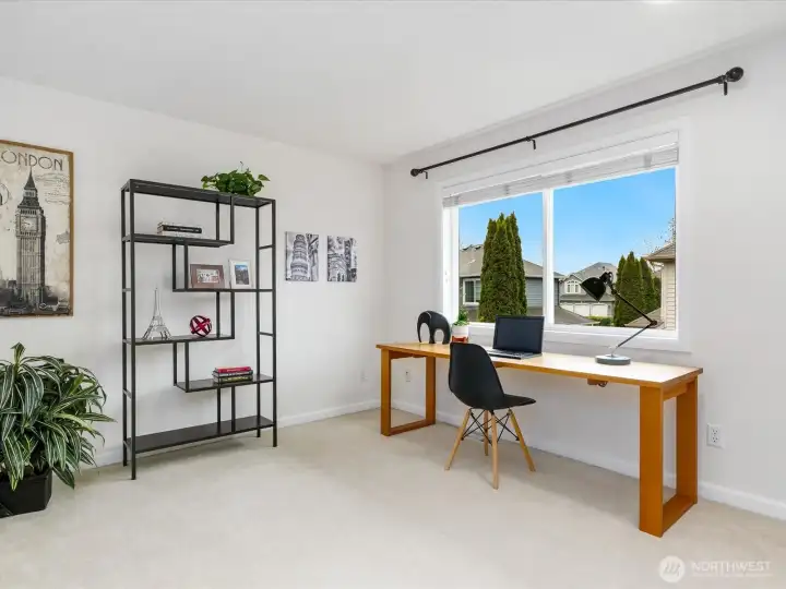 Staged as an office, but has a closet and spacious enough to accommodate a bed.