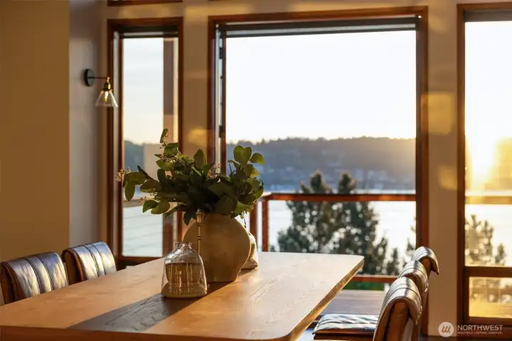 An inspiring sunset view from the dining room.