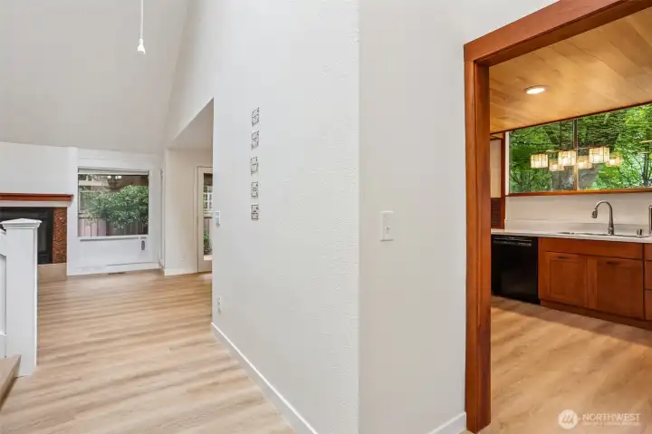 Kitchen to the right.