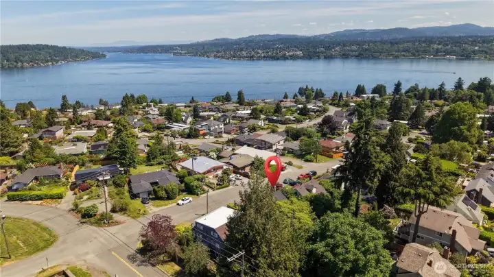 Aerial view from above home.