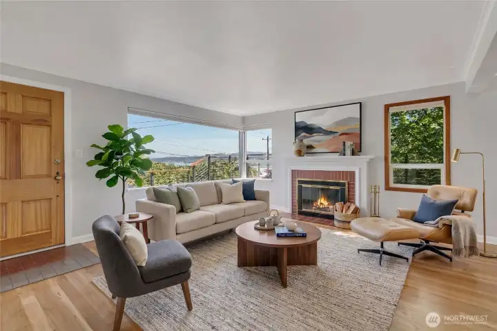 Virtually staged living room.