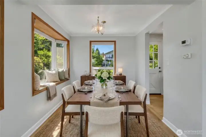 Virtually staged dining room.