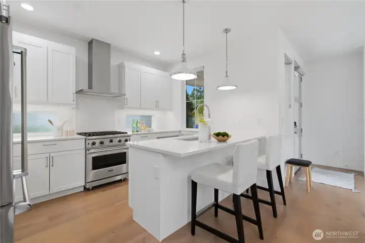 Beautiful kitchen with breakfast bar.