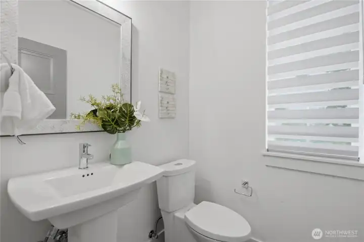 Powder room on main floor.