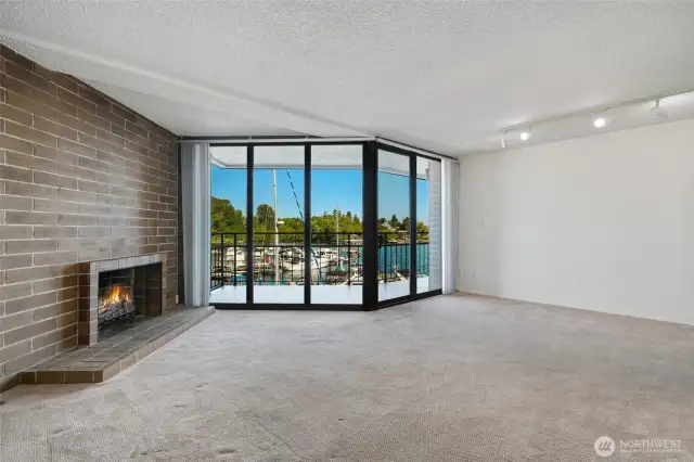 Living room with views of the marina.