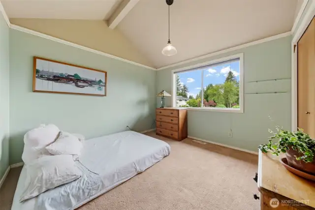 Bedroom-- notice the vaulted ceilings!