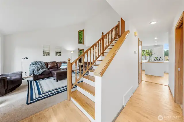 From here you can see the hardwood floors leading down the hallway.