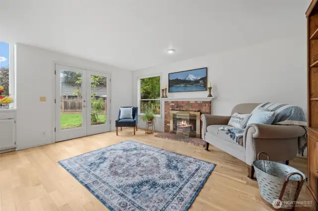 French doors lead out to the spacious backyard
