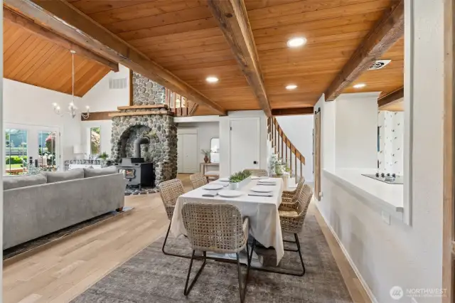 Stylish dining area sits perfectly between the kitchen & great room—an ideal central space for hosting, gathering, & creating lasting memories