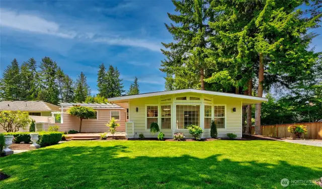 Large backyard is fully fenced