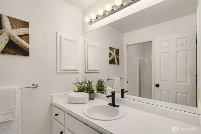 3/4 bath on the lower level.