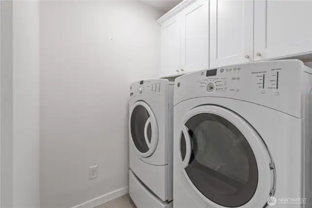 Well-sized laundry room on the lower level with updated finishes