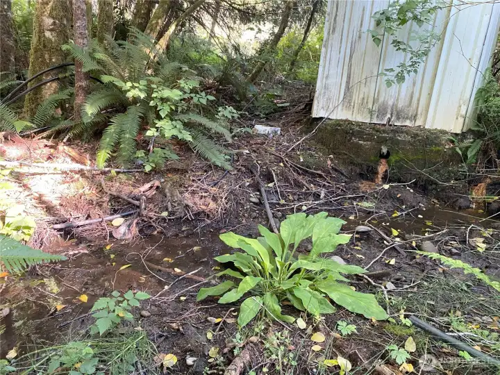 Structure marking overflowing underground spring