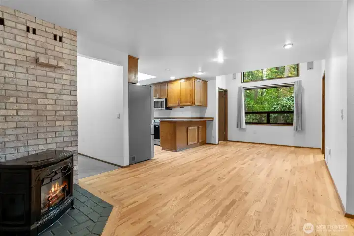Cozy gas fireplace will heat the whole house