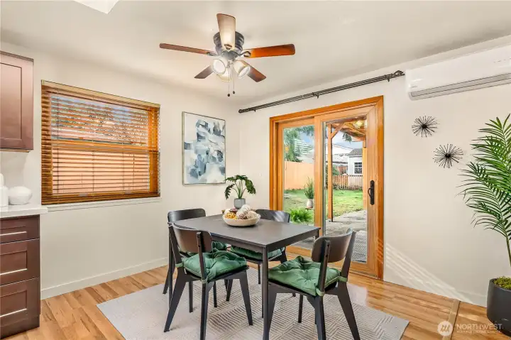 Beautiful sliding doors lead to huge patio and backyard