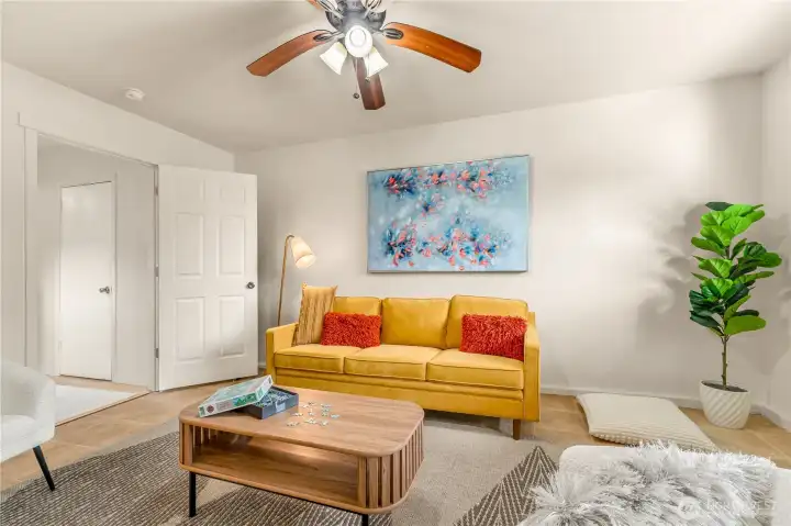 Big utility room with washer and dryer are just off bonus rook