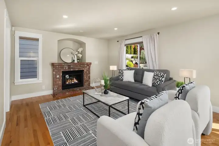 Family Room with gas fireplace.