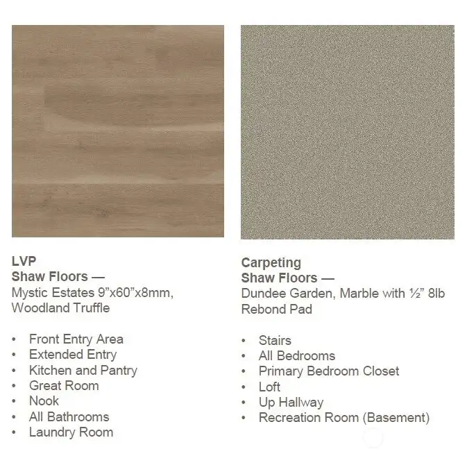 flooring selections for color, not of actual home