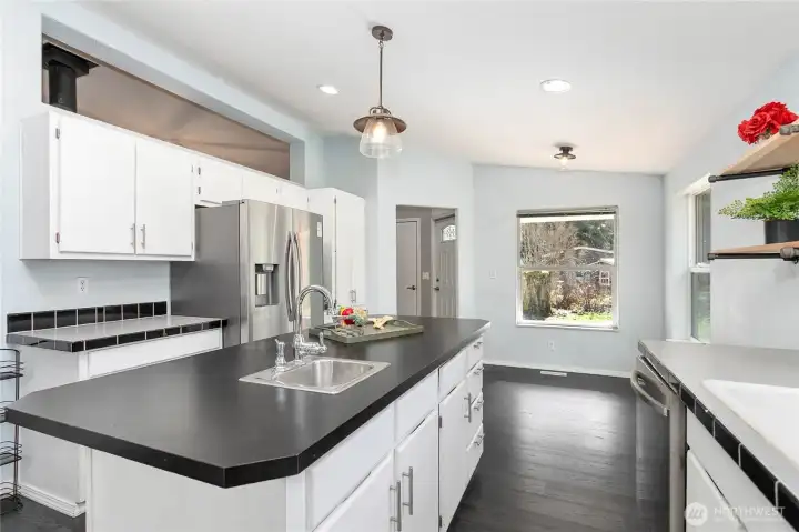 Large kitchen island with lots of storage