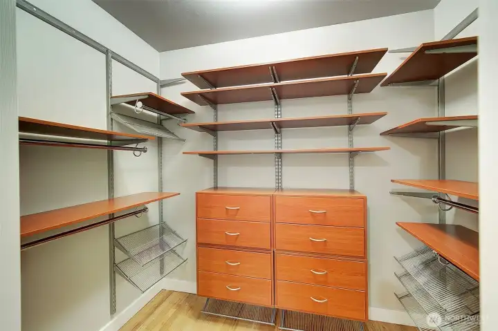 Custom closet in Primary Suite