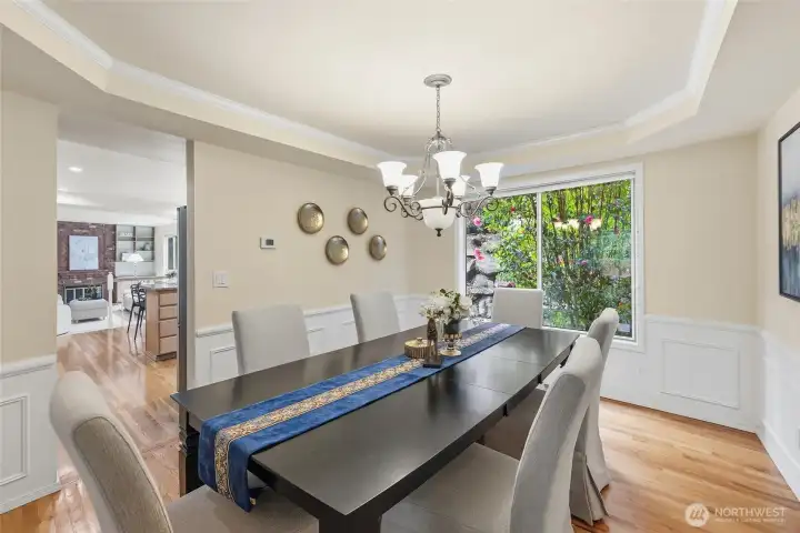 Formal dining room next to kitchen.