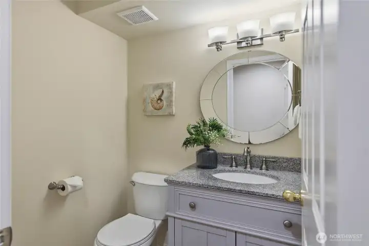Powder room on main level.