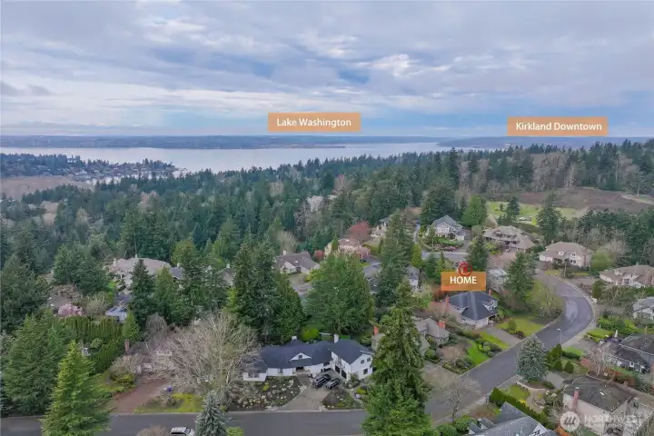 Home is near Lake Washington waterfront and downtown Kirkland.