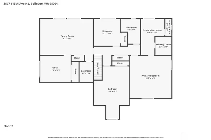 Floor plan of upper level.