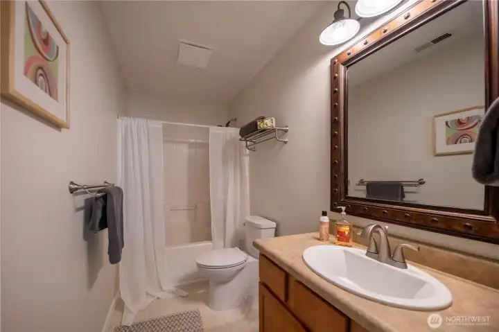 Upstairs bathroom. Upstairs bathroom.